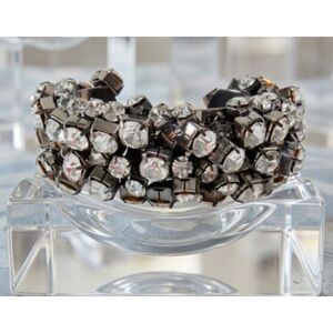Neiman Marcus Lee Angel  Vintage Gunmetal Crystal Cluster Cuff Bracelet NWT 168